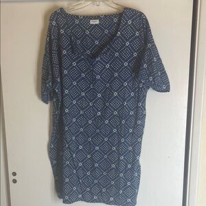 Cost Plus World Market Blue and White Midi Dress One Size Cotton